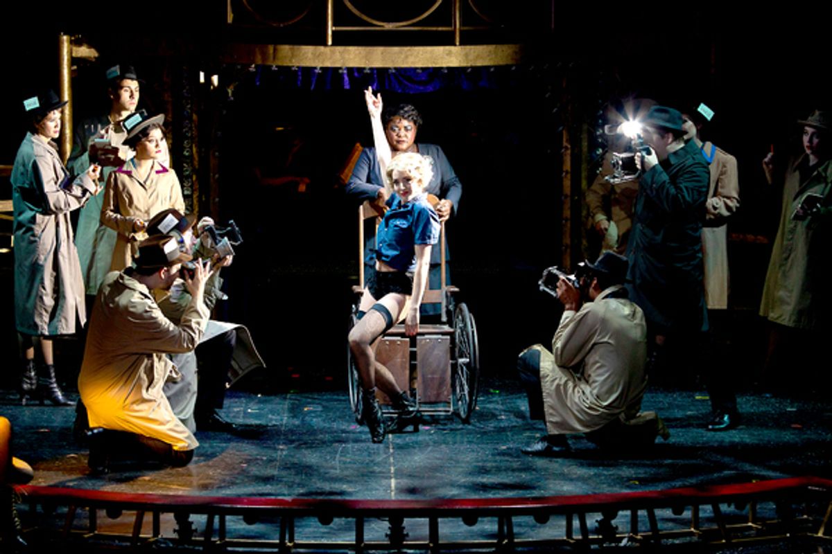 Jessica Wockenfuss (Roxie Hart) with Tarra Connor jones (Matron 'Mama' Morton) and the cast of CHICAGO at Theatre By The Sea thru September 9. Photos by Steven Richard Photography.
 at 