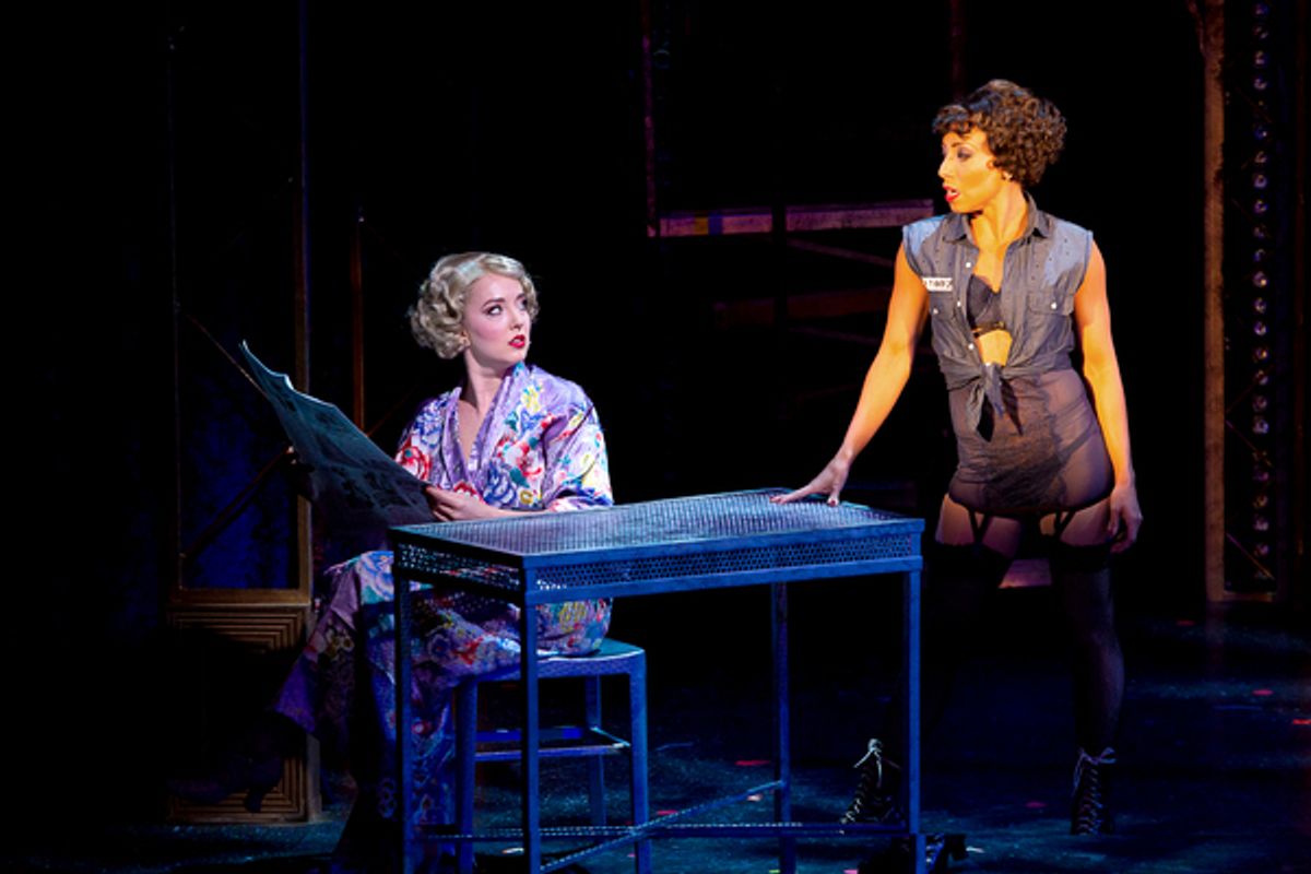 Jessica Wockenfuss (Roxie Hart) and Michelle Alves (Velma Kelly) in CHICAGO at Theatre By The Sea thru September 9. Photos by Steven Richard Photography.
 at 