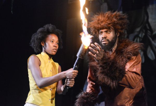 Antonia Elsona as Mowgli and Joseph Black as Baloo in The Jungle Book at Greenwich Th Photo