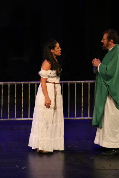 Gina Naomi Baez as Esmeralda and Paul Bogaev as Frollo  Photo