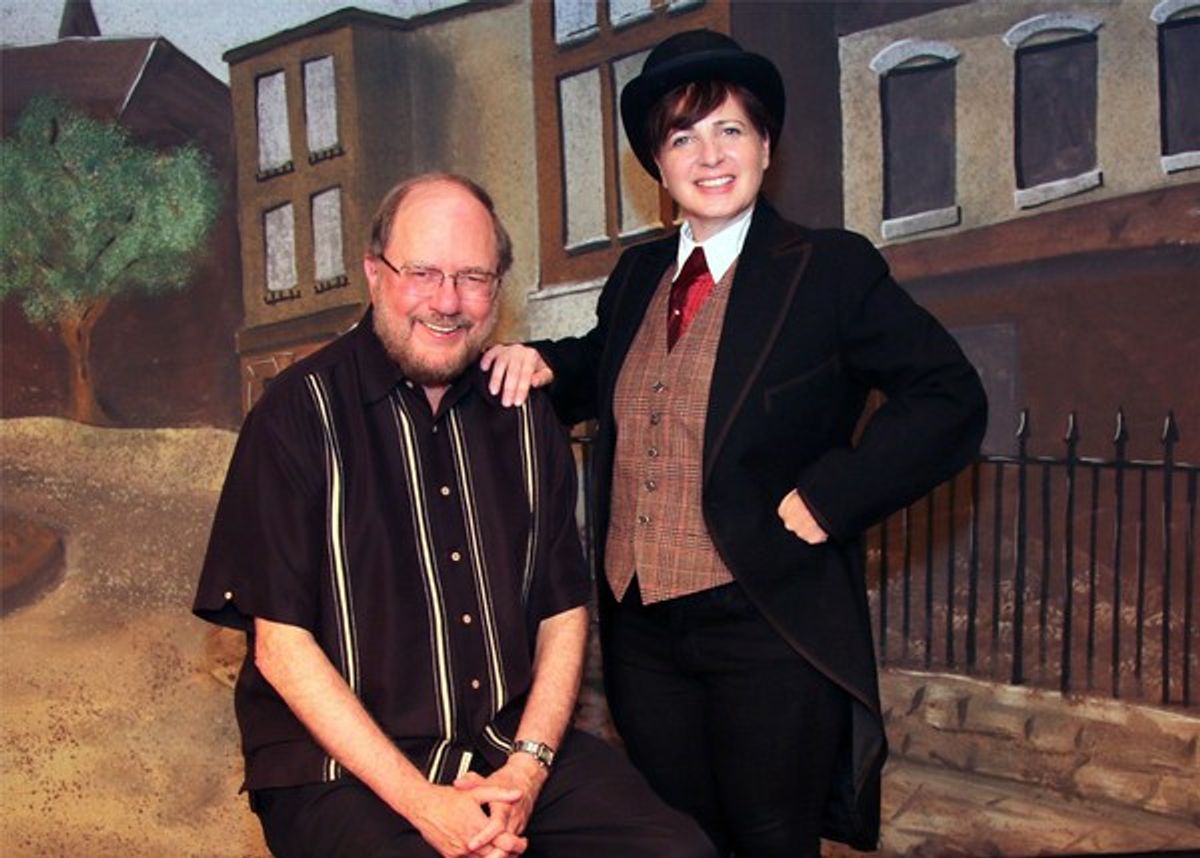 (l-r) Rupert Holmes & Nancy Feldman (Drood) (photos by Barbara & Steve Mintz)
 at 