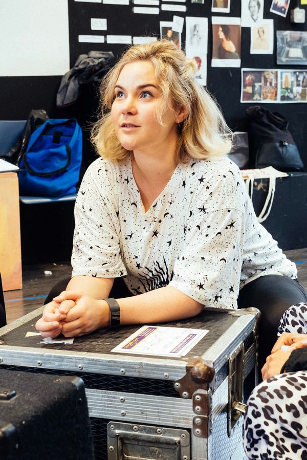 Natasha Barnes (Charlotte) rehearses for Wasted - the new rock musical about the Bron Photo