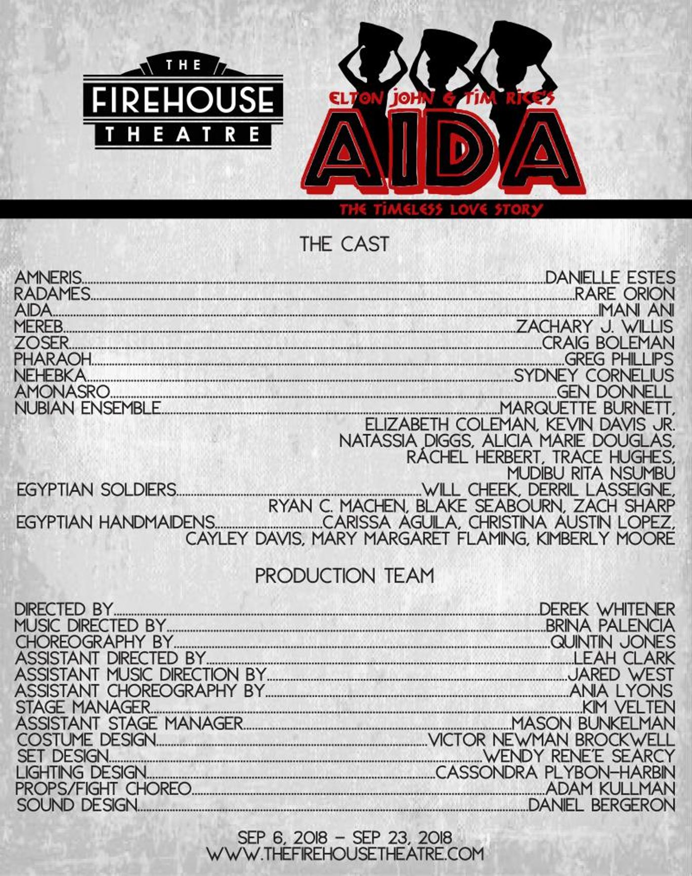 Complete Casting Announced for AIDA at The Firehouse Theatre Complete Casting Announced for AIDA at The Firehouse Theatre Image