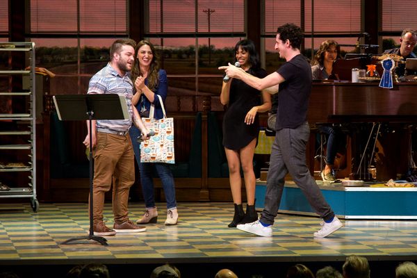 Sara Bareilles, Nicolette Robinson, Adam Shapiro and cast album karaoke participant Photo