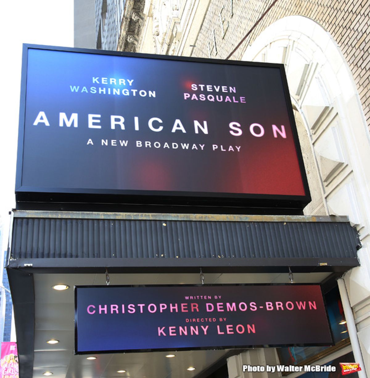 Theatre Marquee unveiling for Kerry Washington and  Steven Pasquale starring in 'American Son', written by Christopher Demos-Brown and directed by Kenny Leon at the Booth Theatre on August 24, 2018 in New York City. at 