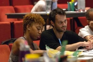 Choreographer Chanel DaSilva and Zack Winokur watching rehearsal of The Black Clown.
 Photo