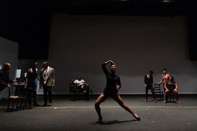 Amber Pickens and the cast of The Black Clown in rehearsal.
 Photo