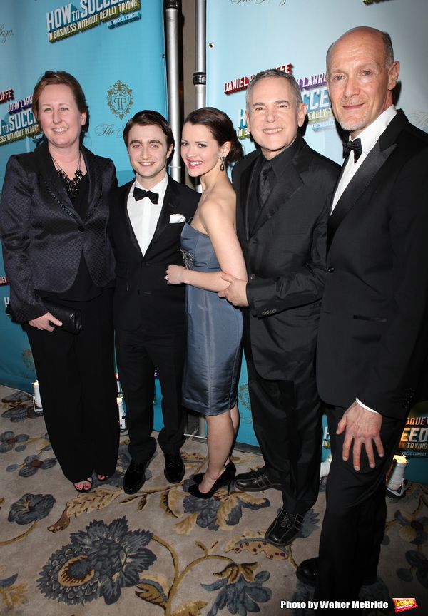 Daniel Radcliffe & Rose Hemingway with producers Craig Zadan & Neil Meron.attending t Photo