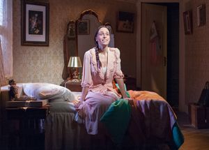 Lusia (Emily Berman), now living in America, thinks back on her life in Poland before World War II.
@ BroadwayWorld Lusia (Emily Berman), now living in America, thinks back on her life in Poland before Photo