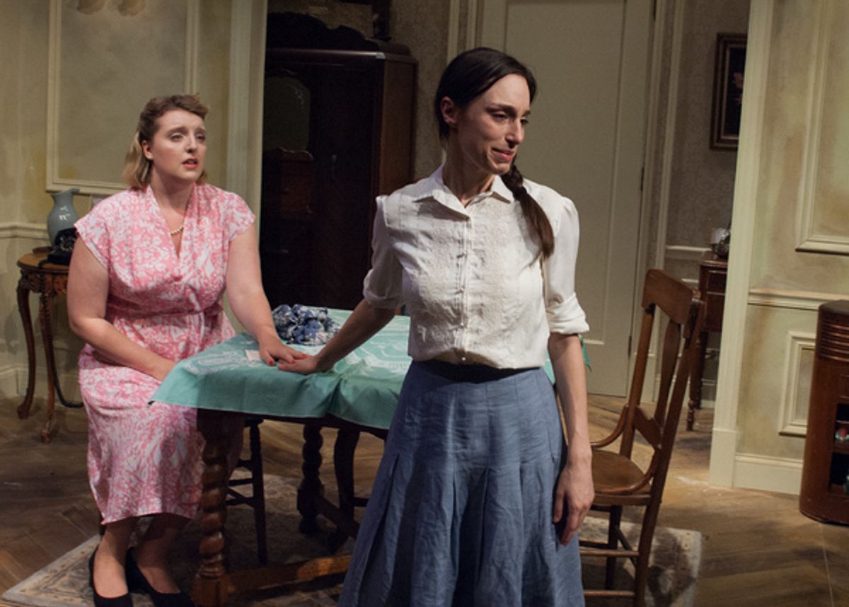 Lusia (Emily Berman, right) and Rose (Bri Sudia) are two sisters trying to reconnect after years of separation brought on by the rise of the Nazis.

 at 