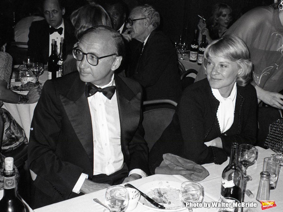 Neil Simon with Hope Lange attend a broadway party on November 15, 2081 in New York City. at 