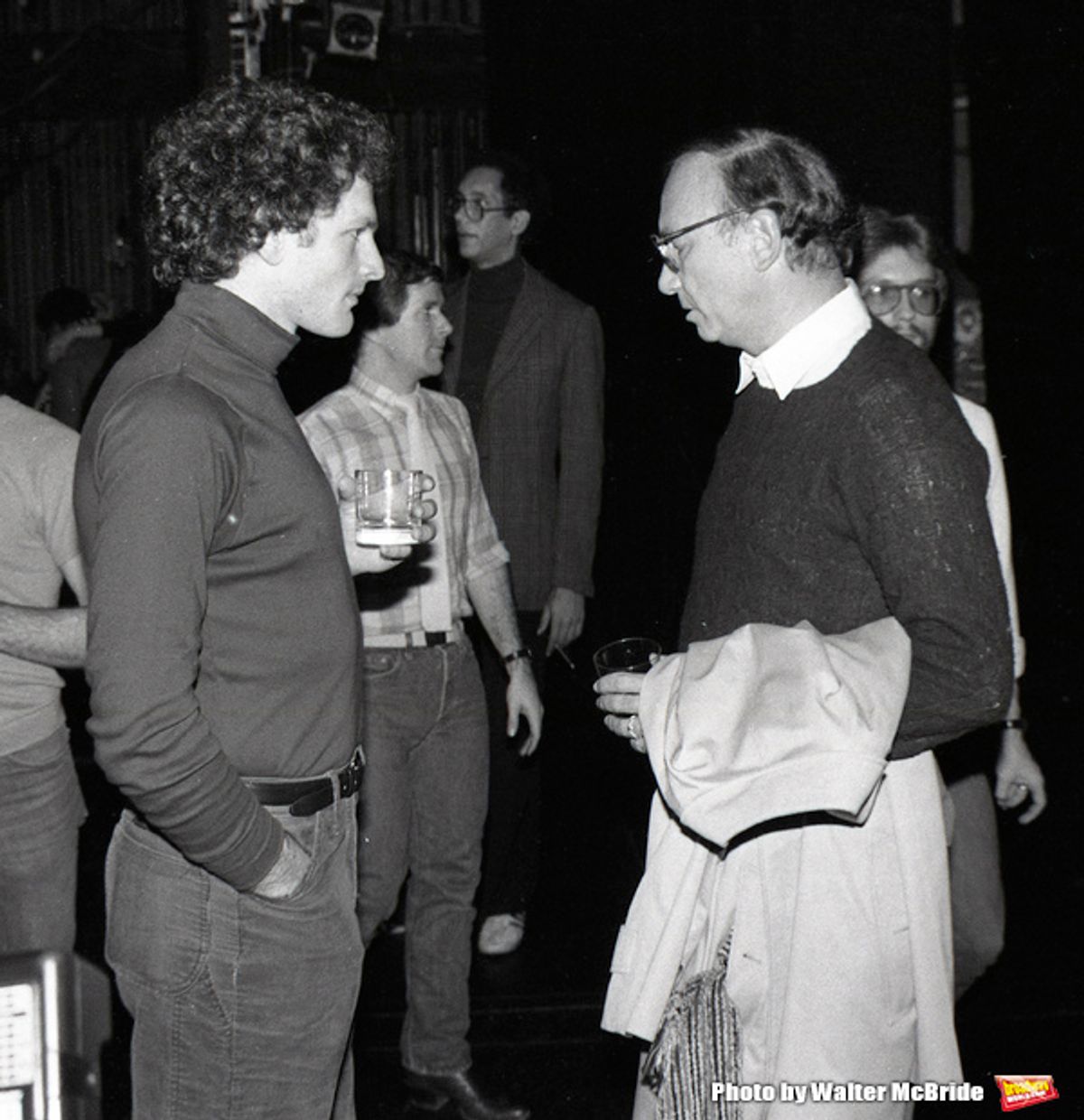 Victor Garber and Neil Simon attending a party after a performance of LITTLE ME at the Eugene O'Neill Theatre in New York City on November 1, 1982. at 