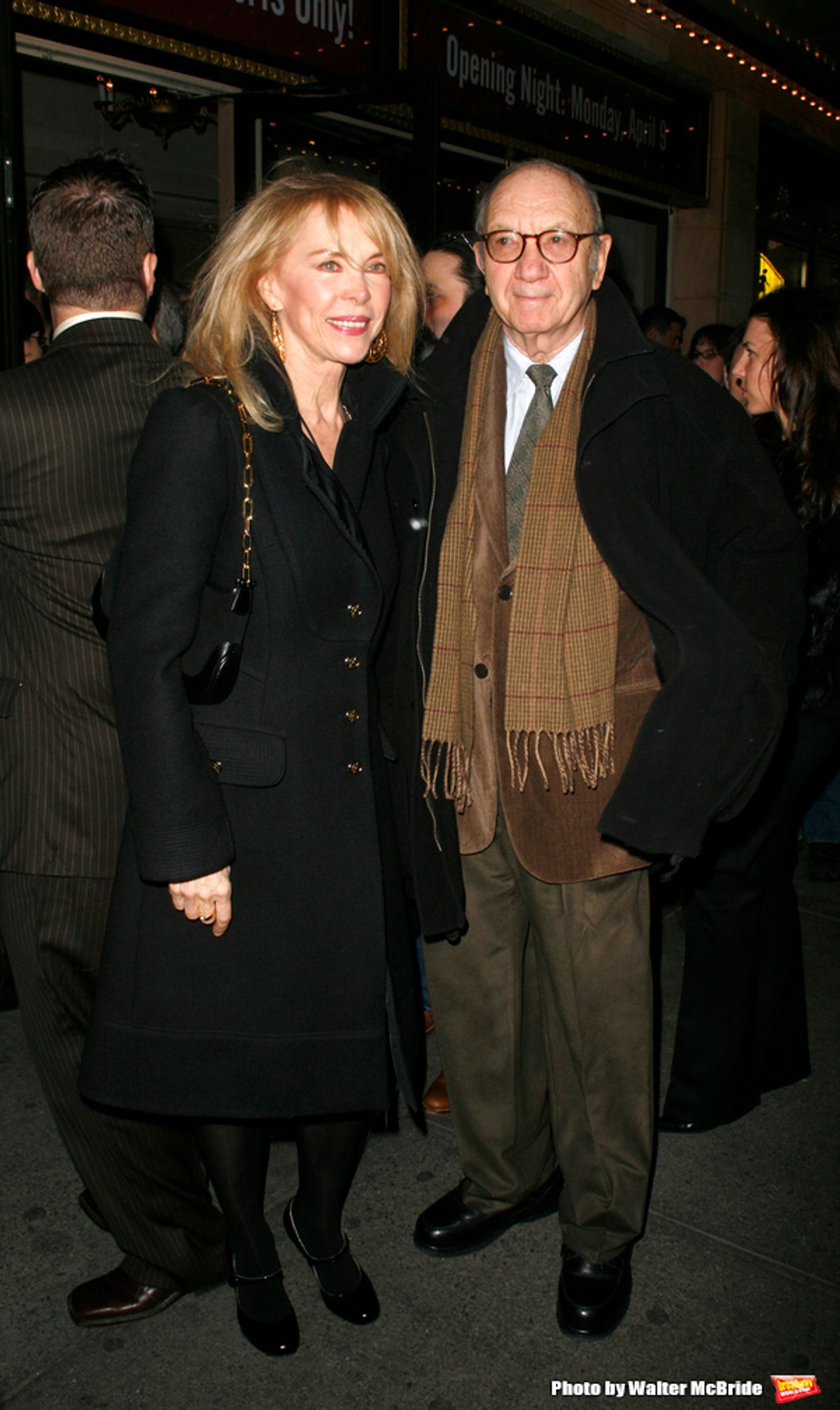 Neil Simon & wife Elaine Joyce arriving for the Opening Night Performance of Eugene O'Neill's A MOON FOR THE MISBEGOTTEN at the Brooks Atkinson Theatre in New York City.
April 9, 2007
 at 