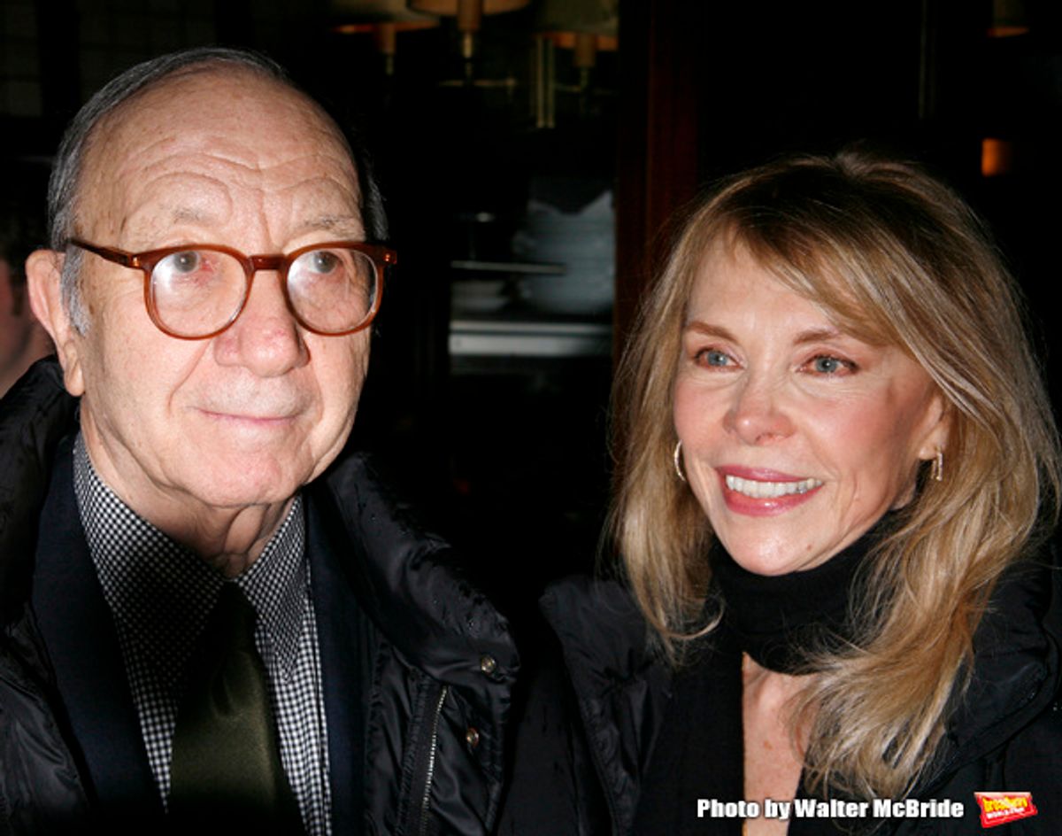 Neil Simon & Elaine Joyce attending  the Opening Night after party for the New David Mamet Play NOVEMBER at Restaurant Bond 45 in New York City.
January 17, 2008
  at 
