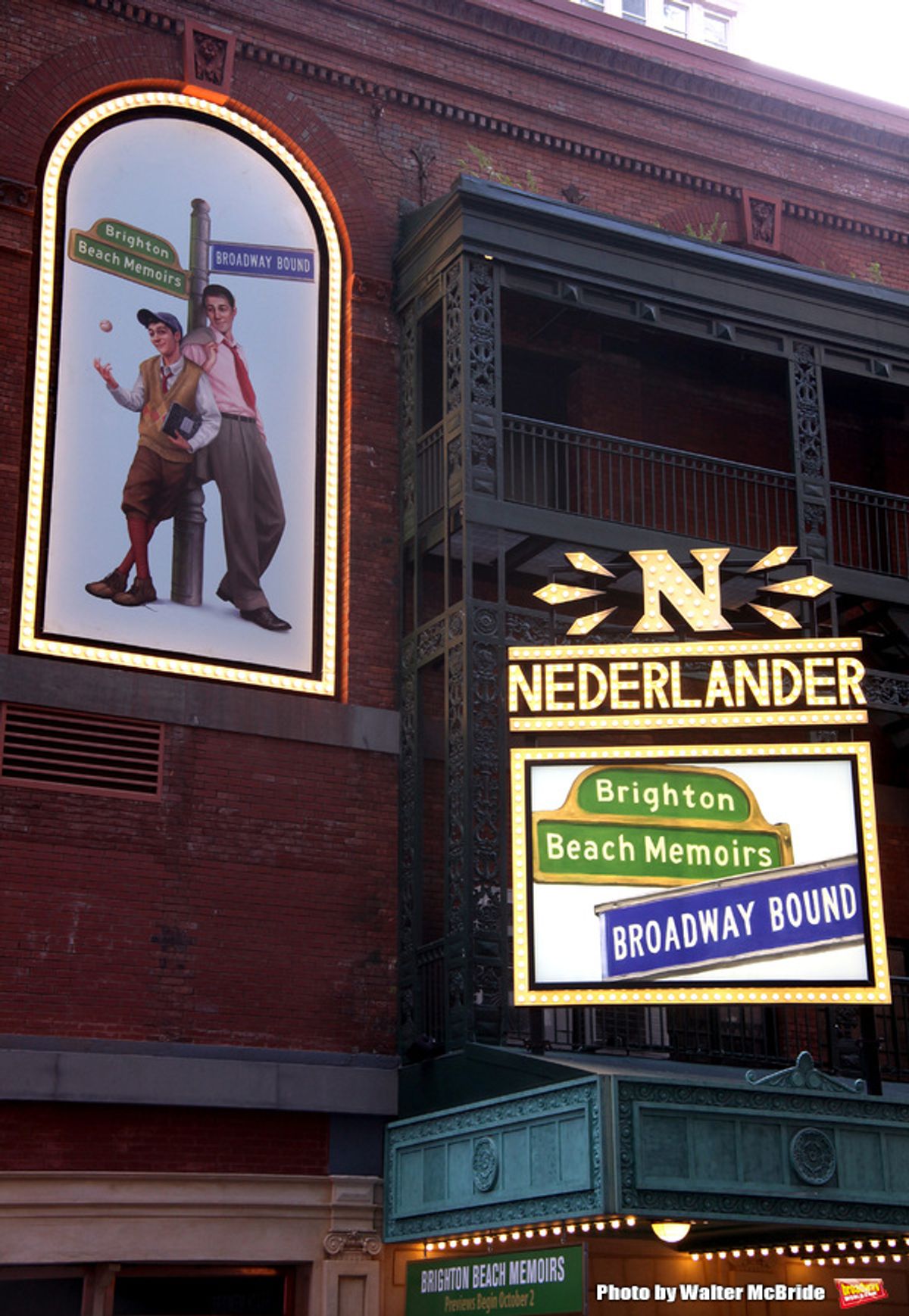 Theatre Marquee for the Opening Night of Neil Simon's 'Bighton Beach Memoirs'  at the Nederlander Theatre in New York City.
October 25, 2009
 at 