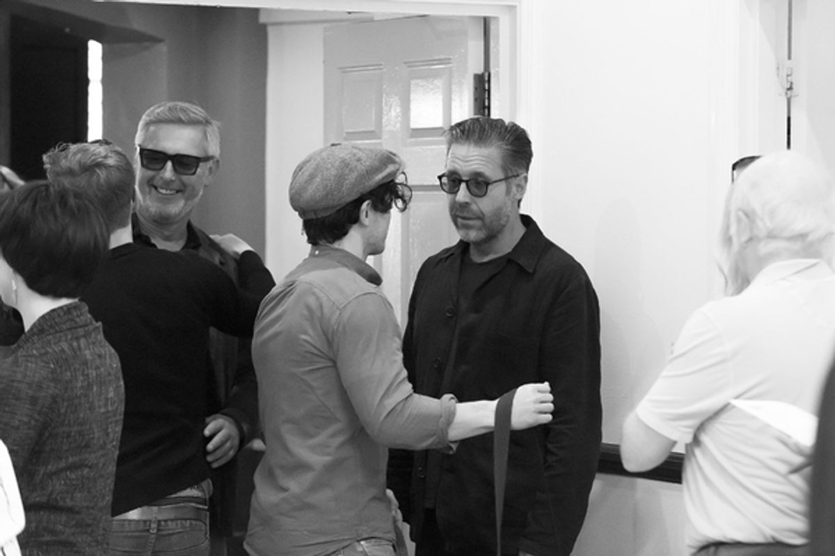 Stuart Graham, Fra Fee (facing away from the camera), Paddy Considine at 