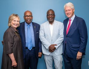 Secretary of State Hillary Rodham Clinton, Ernest Green (one of the Little Rock Nine), Harvey Butler (Producer), President William Clinton @ BroadwayWorld Secretary of State Hillary Rodham Clinton, Ernest Green (one of the Little Rock Nine) Photo