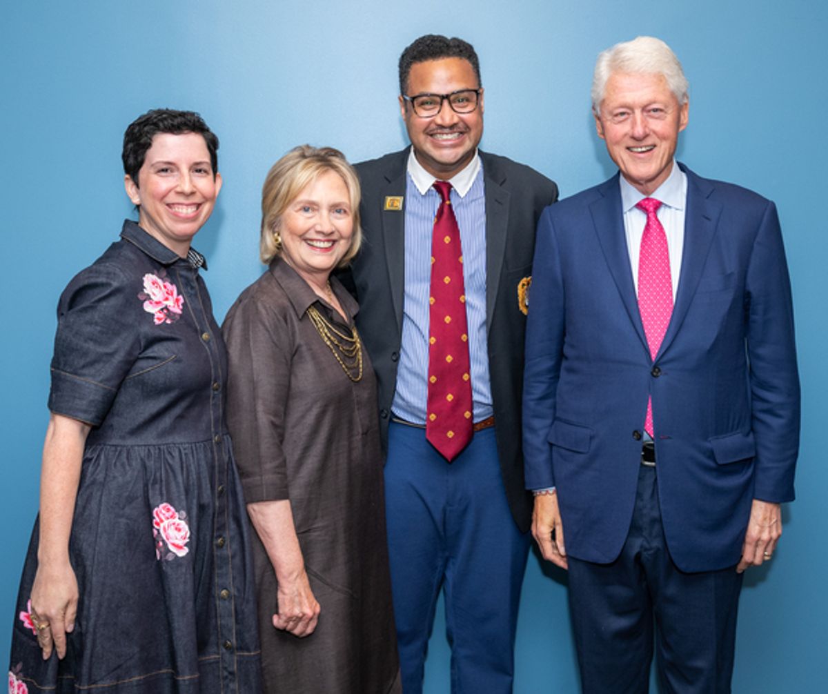 Maria Benedetto, Secretary of State Hillary Rodham Clinton,
Rajendra Ramoon Maharaj, President William Clinton at 