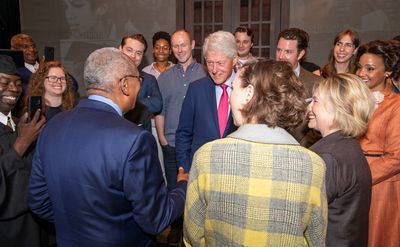 President William Clinton with cast and company Photo