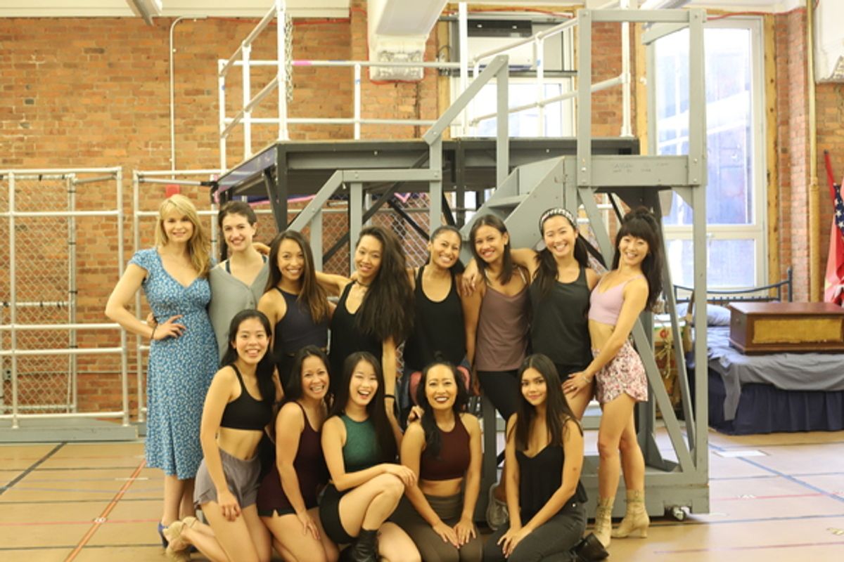 Emily Bautista, Stacie Bono, and the female ensemble at 