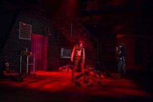 V. Savoy McIIwain (Sweeney Todd), Jade Antoinette Jones (Mrs. Lovett), Nigel Reed (Ju Photo