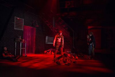 V. Savoy McIIwain (Sweeney Todd), Jade Antoinette Jones (Mrs. Lovett), Nigel Reed (Ju Photo