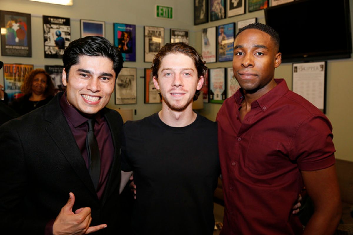 From left, cast members Peter Mendoza, Will Hochman and Grantham Coleman at 
