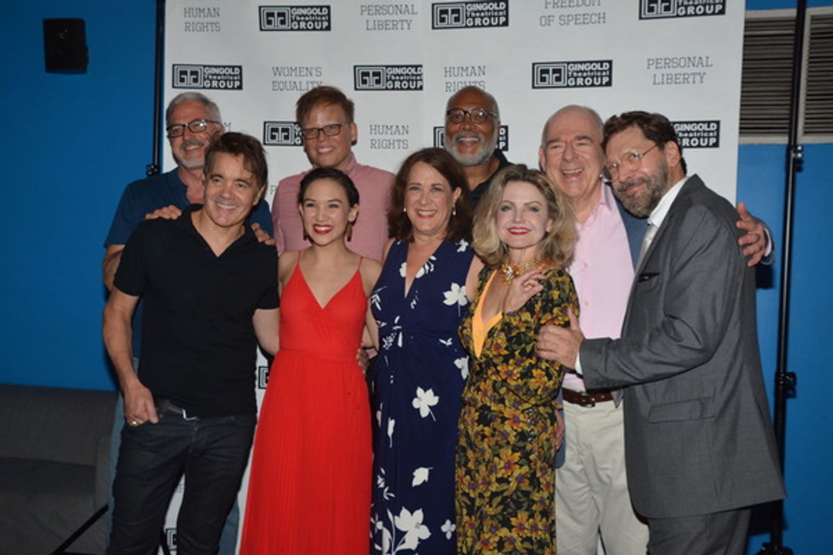 David Staller joins with the cast-Tom Hewitt, Derek Smith, Jeff Hiller, Kimberly Immanuel, Raphael Nash Thompson, Karen Ziemba and Lenny Woipe at 