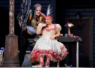Marco Berti as Canio and Lianna Haroutounian as Nedda in Leoncavallo's "Pagliacci."
 Photo