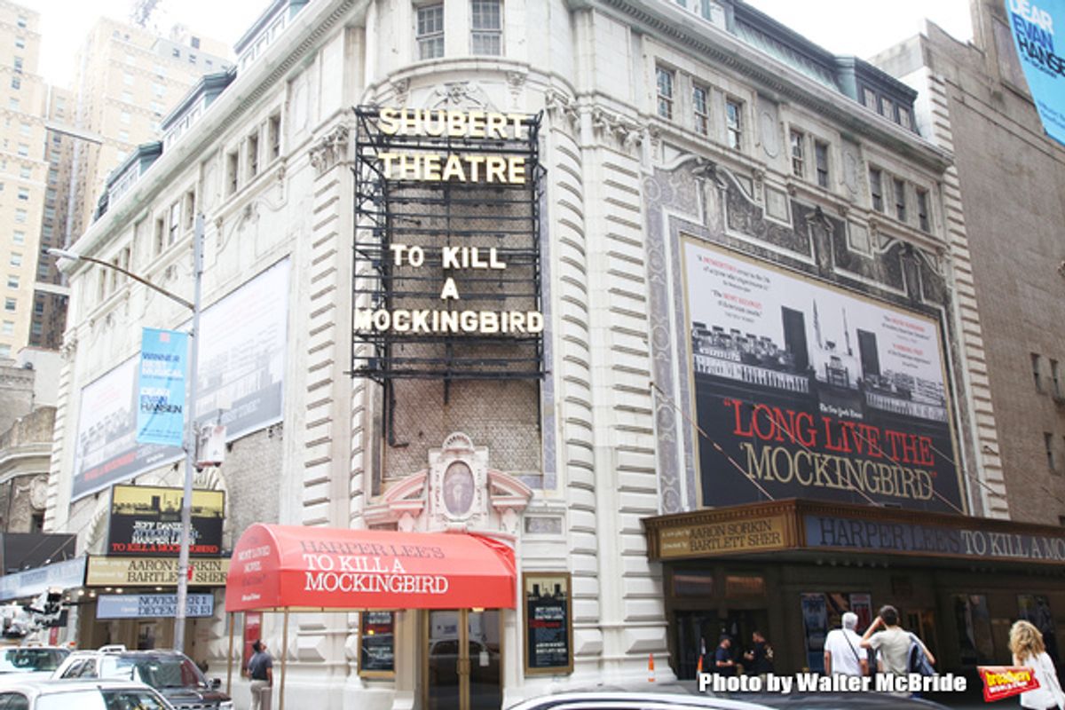 Theatre Marquee unveiling for Aaron Sorkin's adaptation of Harper Lee's classic novel 'To Kill A Mockingbird' starring Jeff Daniels and Celia Keenan-Bolger under the direction of Bartlett Sher on September 7, 2018 at the Shubert Theatre in New York City. at 