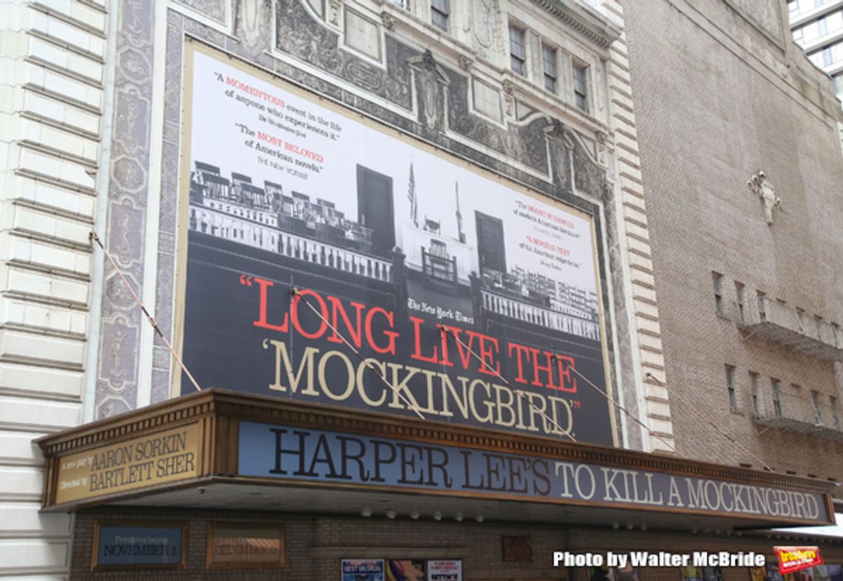 Theatre Marquee unveiling for Aaron Sorkin's adaptation of Harper Lee's classic novel 'To Kill A Mockingbird' starring Jeff Daniels and Celia Keenan-Bolger under the direction of Bartlett Sher on September 7, 2018 at the Shubert Theatre in New York City. at 
