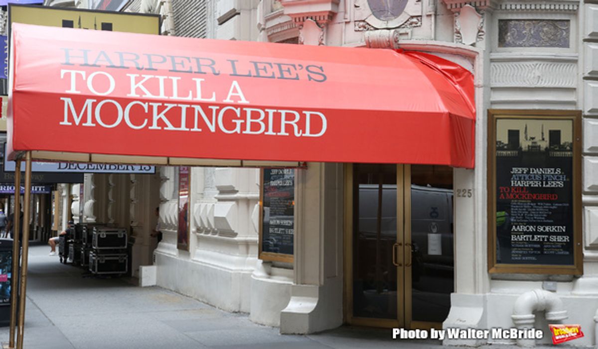 Theatre Marquee unveiling for Aaron Sorkin's adaptation of Harper Lee's classic novel 'To Kill A Mockingbird' starring Jeff Daniels and Celia Keenan-Bolger under the direction of Bartlett Sher on September 7, 2018 at the Shubert Theatre in New York City. at 