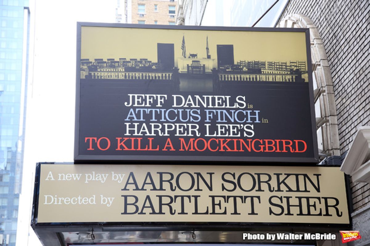 Theatre Marquee unveiling for Aaron Sorkin's adaptation of Harper Lee's classic novel 'To Kill A Mockingbird' starring Jeff Daniels and Celia Keenan-Bolger under the direction of Bartlett Sher on September 7, 2018 at the Shubert Theatre in New York City. at 