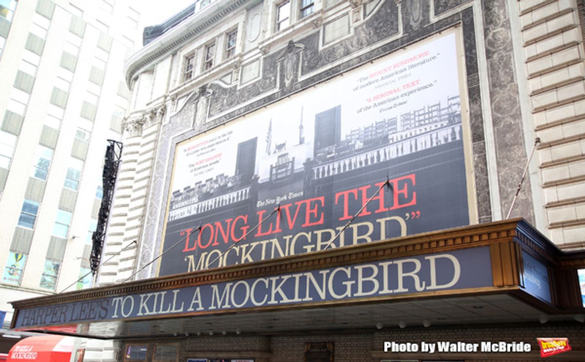Theatre Marquee unveiling for Aaron Sorkin's adaptation of Harper Lee's classic novel 'To Kill A Mockingbird' starring Jeff Daniels and Celia Keenan-Bolger under the direction of Bartlett Sher on September 7, 2018 at the Shubert Theatre in New York City. at 