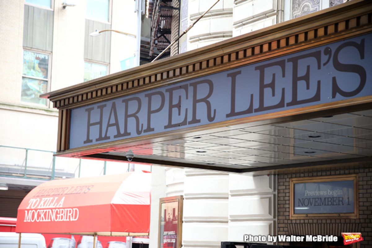 Theatre Marquee unveiling for Aaron Sorkin's adaptation of Harper Lee's classic novel 'To Kill A Mockingbird' starring Jeff Daniels and Celia Keenan-Bolger under the direction of Bartlett Sher on September 7, 2018 at the Shubert Theatre in New York City. at 