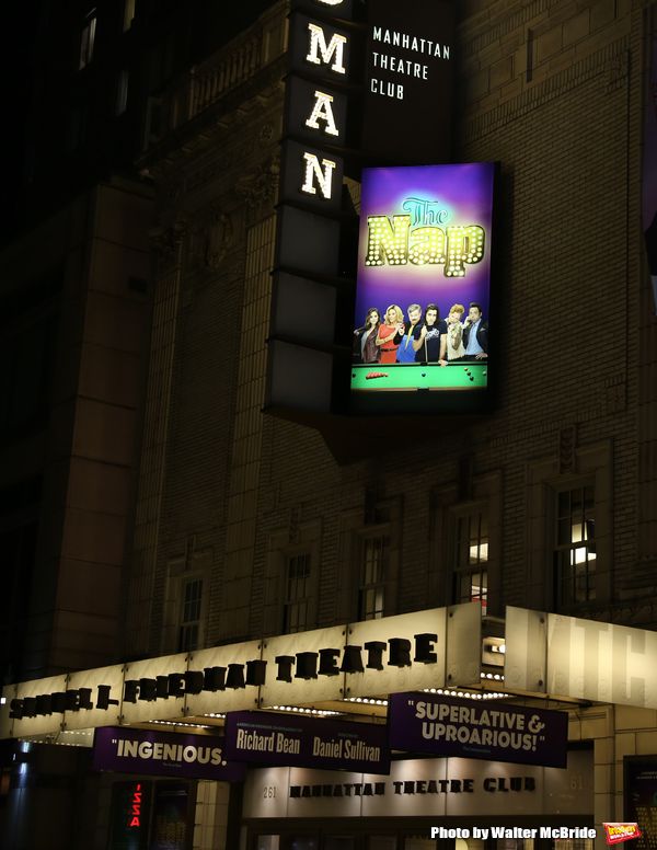 Theatre Marquee of Richard Bean's 'The Nap', directed by Daniel Sullivan at Manhattan Photo