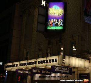 Theatre Marquee of Richard Bean's 'The Nap', directed by Daniel Sullivan at Manhattan Photo