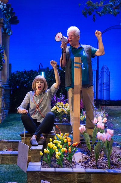 Frances Fisher as Virginia and Bruce Davison as Frank in Native Gardens at Pasadena P Photo