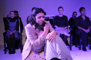 Wendla (Haley Bolithon) comforts Melchior (Jeremiah Alsop) Photo