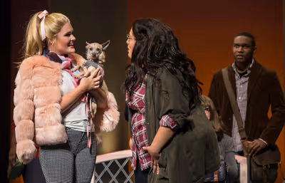 (from left) Casey Shuler plays Elle Woods, Teressa LaGamba is Enid Hoopes and Gerald  Photo