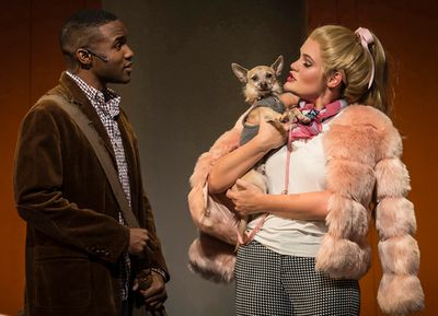 Gerald Caesar is Emmett Forrest and Casey Shuler plays Elle Woods in Legally Blonde,  Photo