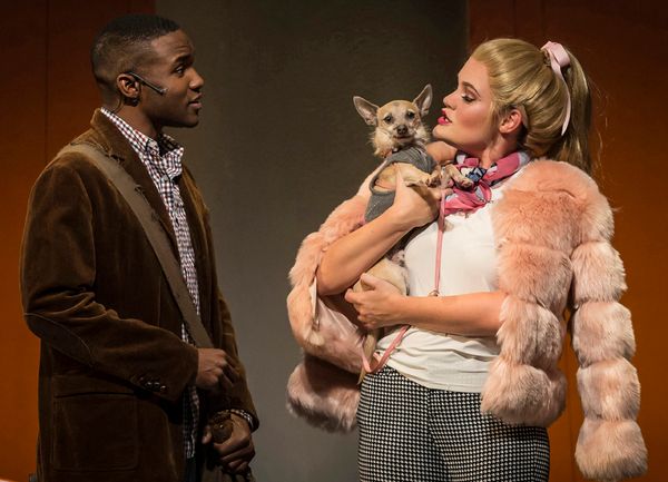 Gerald Caesar is Emmett Forrest and Casey Shuler plays Elle Woods in Legally Blonde,  Photo