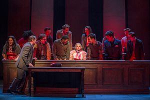 Casey Shuler (center) plays Harvard Law student Elle Woods in Legally Blonde, September 5-October 21, 2018 at Paramount Theatre, 23 E. Galena Blvd. in Aurora. Frankie, a rescue dog, plays Elle’s trusty sidekick Bruiser. Trent Stork directs. Tickets: Par @ BroadwayWorld Casey Shuler (center) plays Harvard Law student Elle Woods in Legally Blonde, Septemb Photo