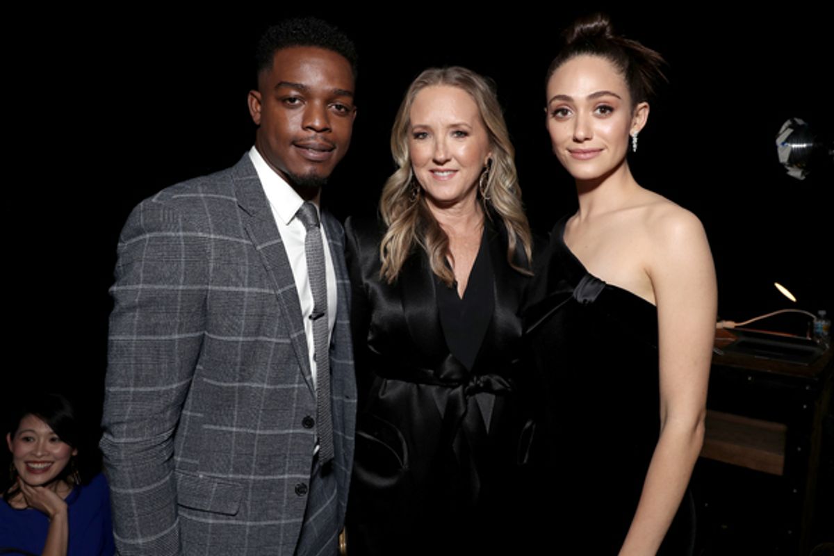 Stephan James, Amazon Studios Head Jennifer Salke, Emmy Rossum at 