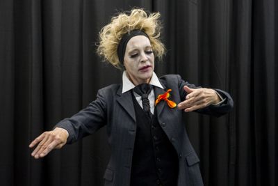 Jennifer Jewell (as The Man with a Flower).  Photo by Daniel Radar. Photo