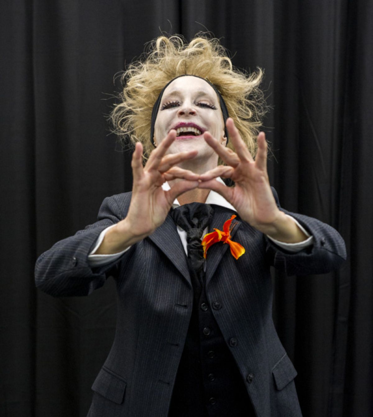 Jennifer Jewell (as The Man with a Flower).  Photo by Daniel Radar. at 