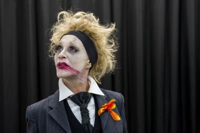 Jennifer Jewell (as The Man with a Flower).  Photo by Daniel Radar. Photo
