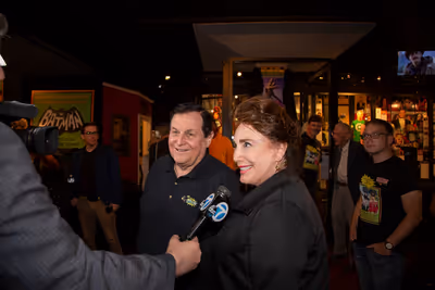 Burt Ward and Donelle Dadigan interview with ABC News following panel Photo