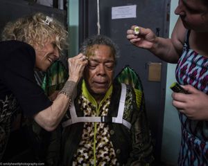 Painting on the dragon's scales in preparation for opening 'The Dragon Griswynd' at Theater for the New City and Artistic Director Crystal Fields' Dream Up Festival. Seats still available for the Wed @ BroadwayWorld Painting on the dragon's scales in preparation for opening 'The Dragon Griswynd' at T Photo