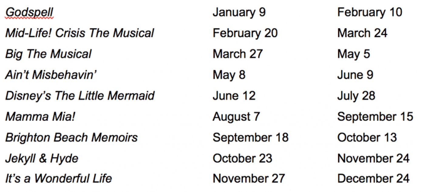 Alhambra Announces 2019 Schedule Alhambra Announces 2019 Schedule Image